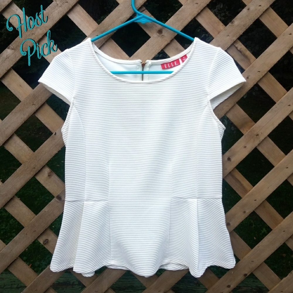 HP - Textured Cap Sleeve Peplum Top Blouse Shirt